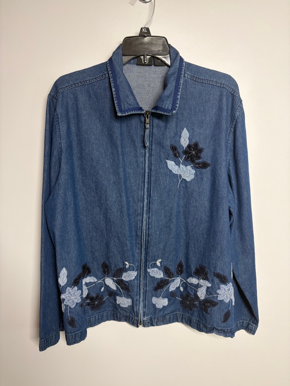 Erica Appliquéd Denim Jacket XL Vintage